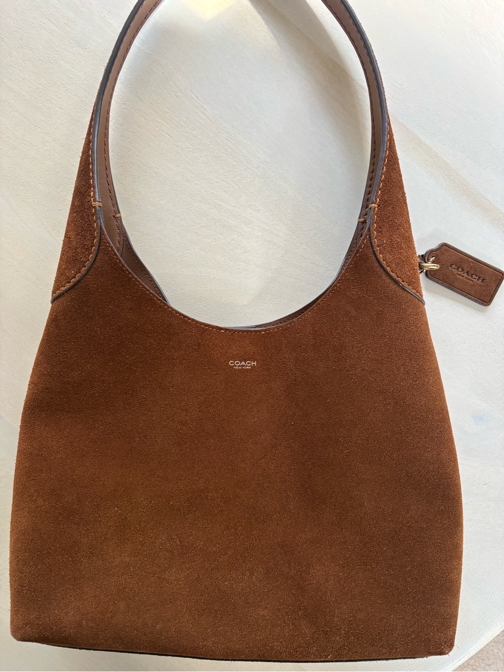 Coach Brown Suede Hobo Shoulder Bag - Picture 3 of 7